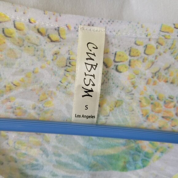 Cubism Small Ruffled Pastel Top Tiered Floral 3/4 sleeve texture crochet EUC - Picture 5 of 8